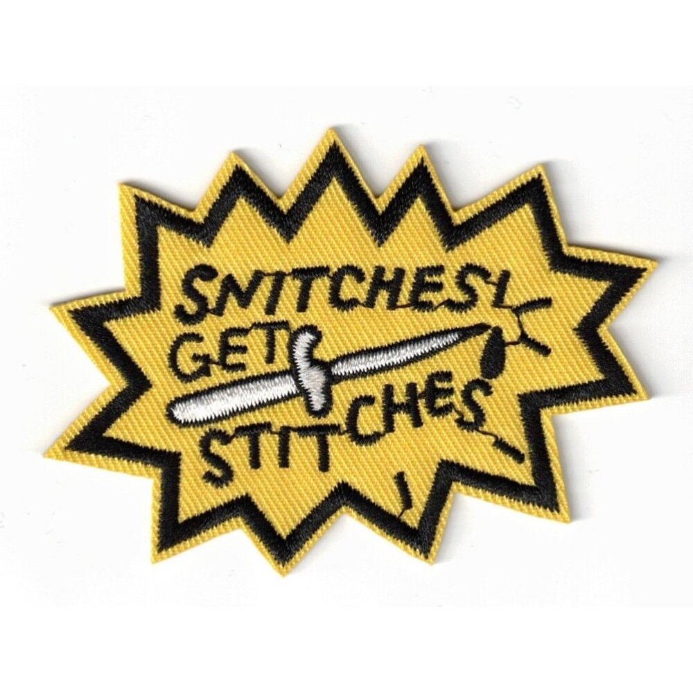 Snitches Get Stitches 2x3in Embroidered Iron-on Patch